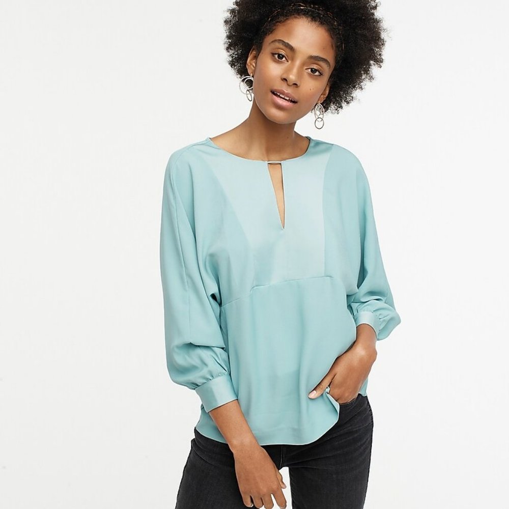 J. Crew Keyhole V-neck top in mint NWT